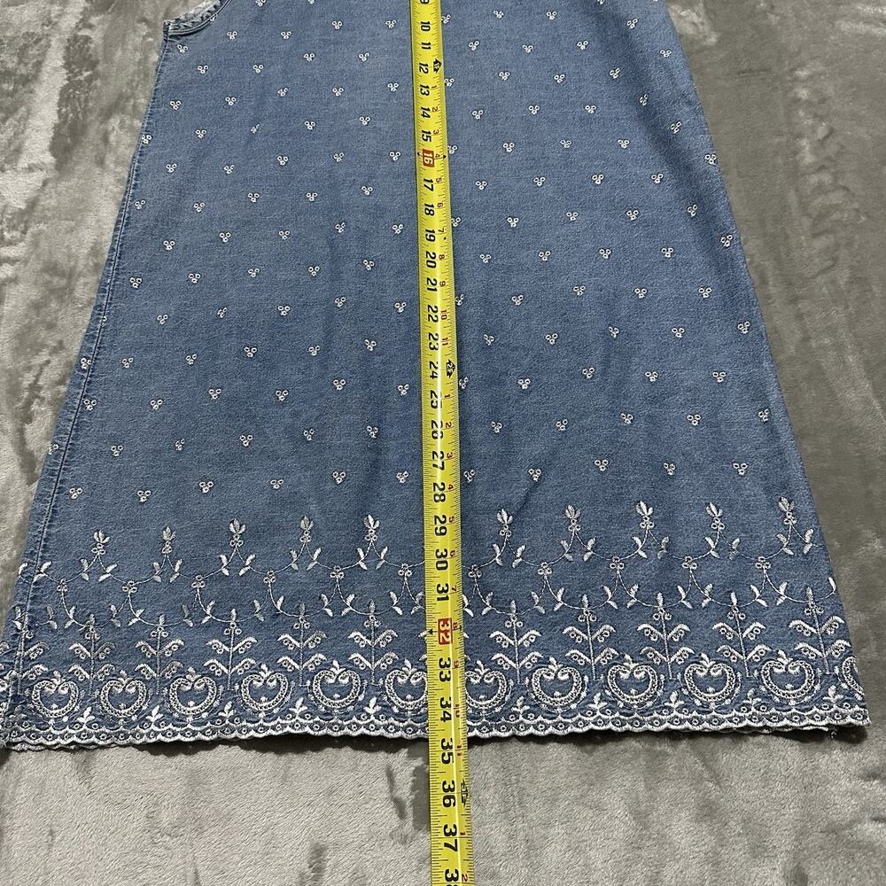 Vintage Mississippi River Blues Denim Midi Dress Womens Size M Blue Embroidered - Picture 6 of 6